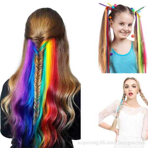 Clip Hair Extensions Clip Ponytail Hair Accessories Party Highlights Streak Straight Synthetic Fiber Hairpieces Blonde Purple